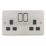 Hager Sollysta WRSS82BSB  13A 2-Gang 2P+E Switched Socket Brushed Stainless Steel  with Black Inserts