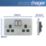 Hager Sollysta WRSS82BSB  13A 2-Gang 2P+E Switched Socket Brushed Stainless Steel  with Black Inserts