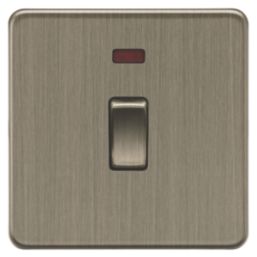 Knightsbridge Screwless 20A 1-Gang DP Control Switch Antique Brass with Neon