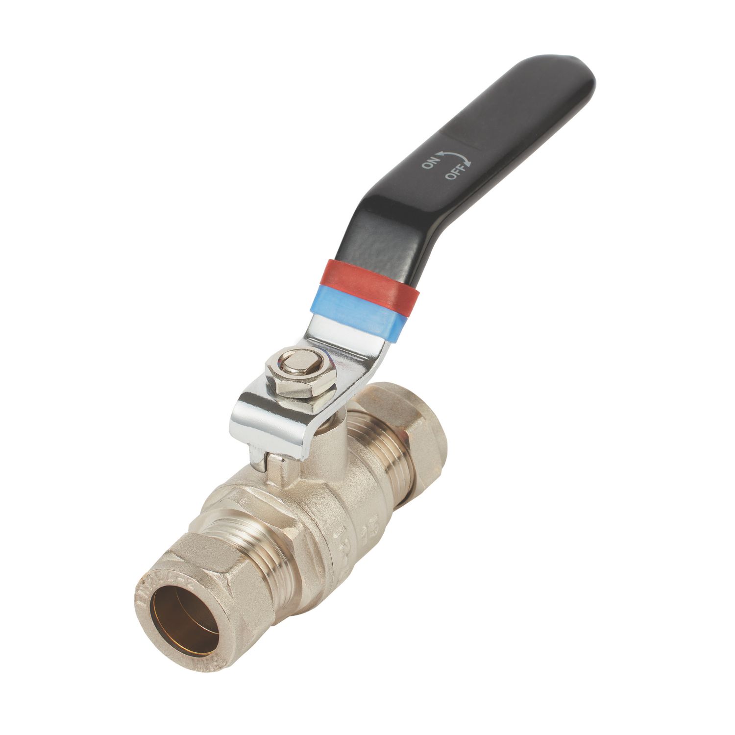Flomasta Compression Reduced Bore 15mm Lever Ball Valve with Black Handle (712FA)
