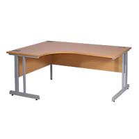 Nautilus Designs Aspire Left-Hand Corner Ergonomic Desk Oak /Silver  1800 x 730mm