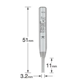 Trend 3/10X1/4TC 1/4" Straight Router Cutter 3.2mm x 11mm