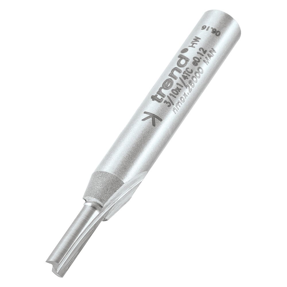 Trend 3/10X1/4TC 1/4" Shank DoubleFlute Straight Router Cutter 3.2mm x