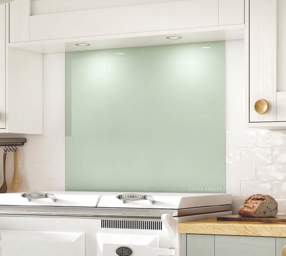 Laura Ashley  Eau de Nil Green Self-Adhesive Glass Kitchen Splashback 900mm x 750mm x 6mm