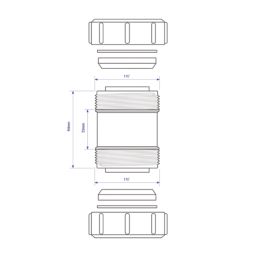 McAlpine T28M  Straight Connector White 40mm x 40mm