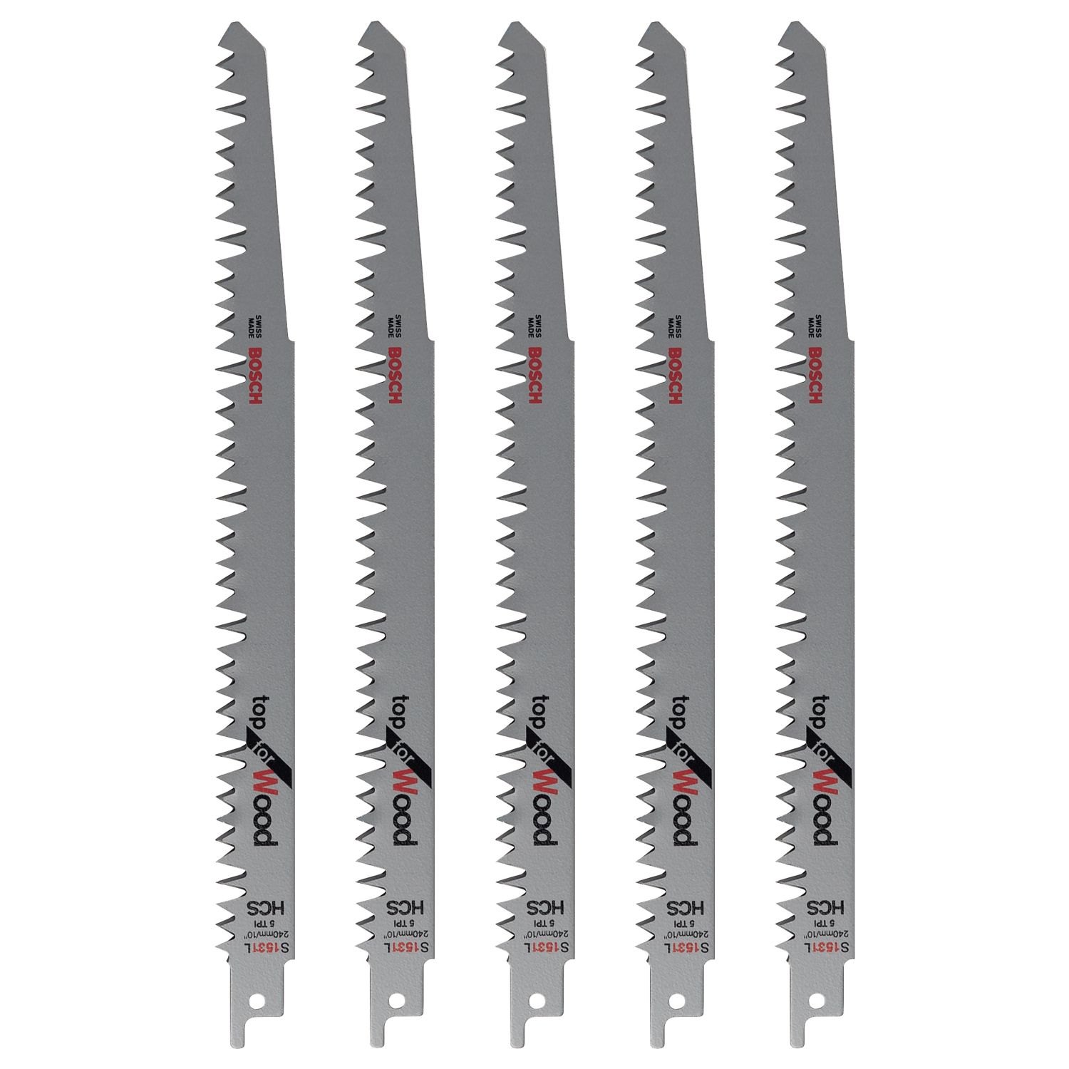 Bosch S1531L Green Wood Reciprocating Saw Blades 240mm 5 Pack (71339)