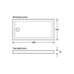 Mira Flight Safe Rectangular Shower Tray White 1400mm x 700mm x 40mm