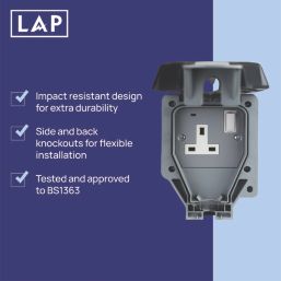 LAP  IP66 13A 1-Gang 2P+E Weatherproof Outdoor Switched Socket