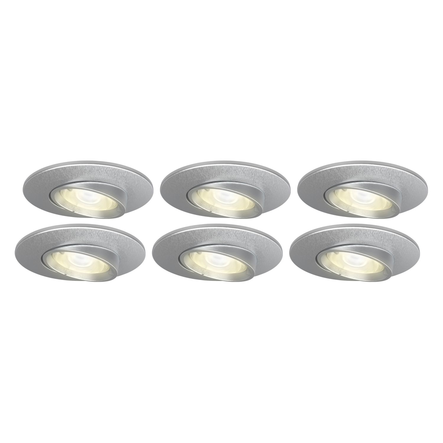 4lite Tilt Fire Rated GU10 Downlights Satin Chrome 6 Pack (713GR)