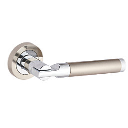 Smith & Locke Tenby Fire Rated Lever on Rose Door Handles Pair Chrome / Brushed Nickel