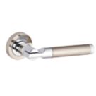 Smith & Locke Tenby Fire Rated Lever on Rose Door Handles Pair Chrome / Brushed Nickel