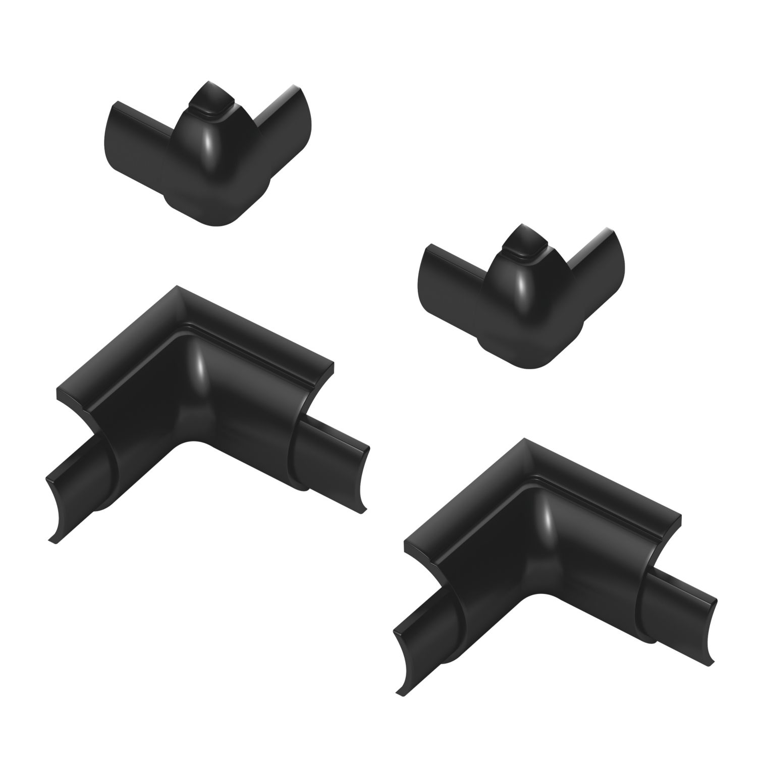 D-Line PVC Black Micro Trunking Internal External Bend Pack 4 Pieces (713RA)