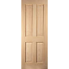 Jeld-Wen Oregon Unfinished Oak Veneer Wooden 4-Panel Internal Door 2040 x 826mm