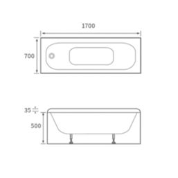 Grove  Single-Ended Bath Porcelain Enamelled Steel 2 Tap Holes 1700mm x 700mm
