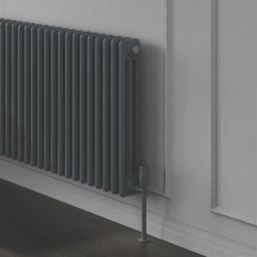 Reina Modal TRV 15mm x 15mm Anthracite Angled & L/S Designer Thermostatic Radiator Valve & Lockshield