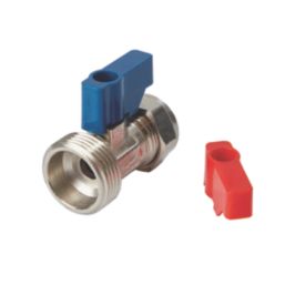 Flomasta Compression Washing Machine Straight Valves 15mm x 3/4" 4 Pack