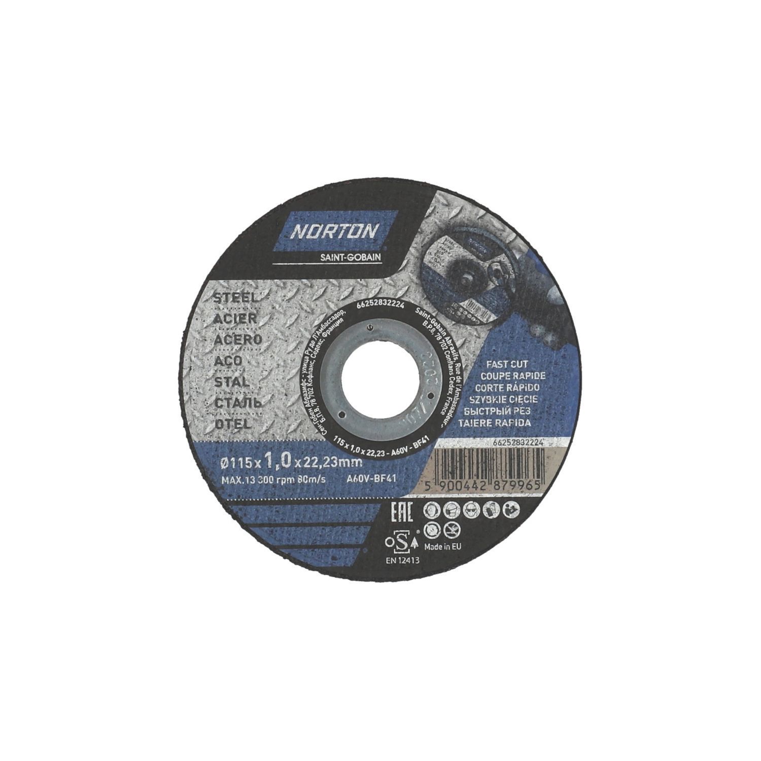 Norton Metal Cutting Discs 115mm (4 1/2") x 22.23mm 5 Pack (714FK)
