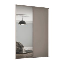 Spacepro Classic 2-Door Sliding Wardrobe Door Kit Stone Grey Frame Stone Grey / Mirror Panel 1489mm x 2260mm