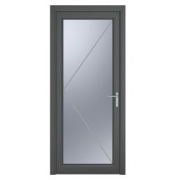 Crystal  Fully Glazed 1-Obscure Light Left-Handed Anthracite Grey uPVC Back Door 2090mm x 920mm