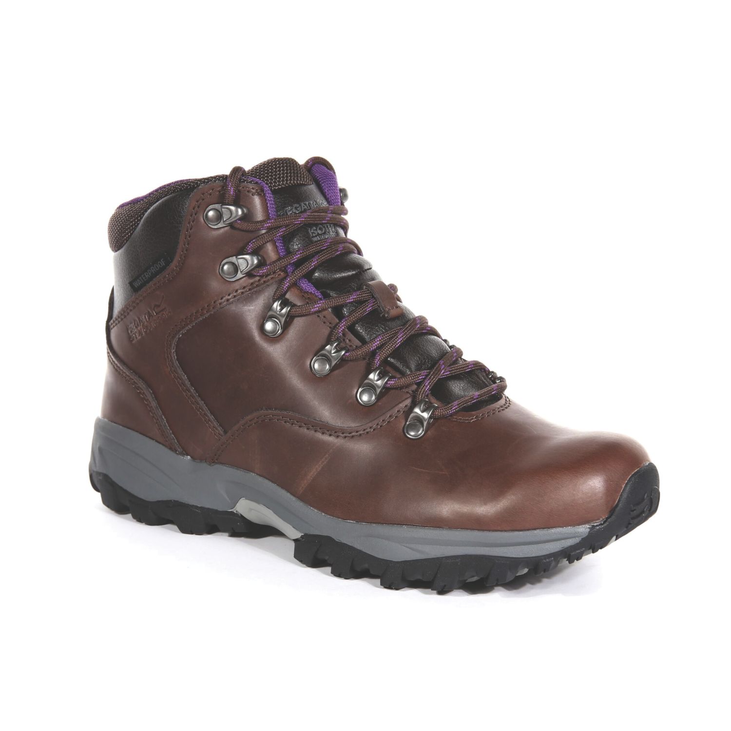 Regatta Bainsford Size 6 Womens Chestnut/Alpine Purple Waterproof Non Safety Work Boots (714JW)