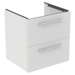 Ideal Standard i.life B Wall Hung Vanity Unit with Chrome Handles & Basin Matt White 600mm x 505mm x 630mm