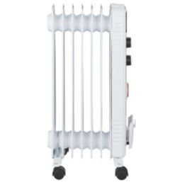 1500W Electric Freestanding 7-Fin Oil-Filled Radiator with Timer White & Black