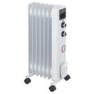 1500W Electric Freestanding 7-Fin Oil-Filled Radiator with Timer White & Black