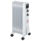 1500W Electric Portable Oil-Filled Radiator with Timer White/Black