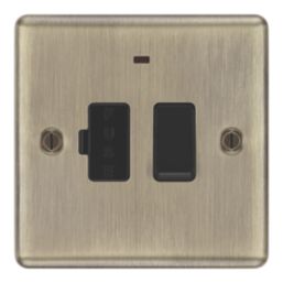 LAP  13A Switched Fused Spur with LED Antique Brass with Black Inserts