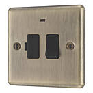 LAP  13A Switched Fused Spur with LED Antique Brass with Black Inserts
