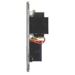 Contactum Lyric 2-Gang Dual Voltage Shaver Socket 115 - 230V Brushed Steel with White Inserts