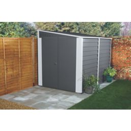 Trimetals Titan 940 6' x 10' (Nominal) Pent Metal Motorbike Store Anthracite/Goosewing Grey