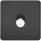 Knightsbridge  1-Gang 2-Way LED Dimmer Switch with Chrome Button  Matt Black