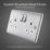 British General Nexus Metal 13A 2-Gang SP Switched Power Socket Brushed Steel  with White Inserts