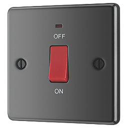 LAP  45A 1-Gang DP Cooker Switch Black Nickel with LED