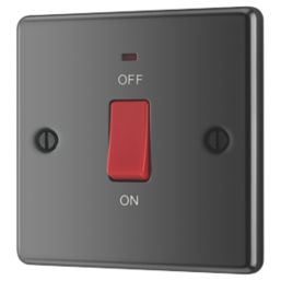 LAP  45A 1-Gang DP Cooker Switch Black Nickel with LED