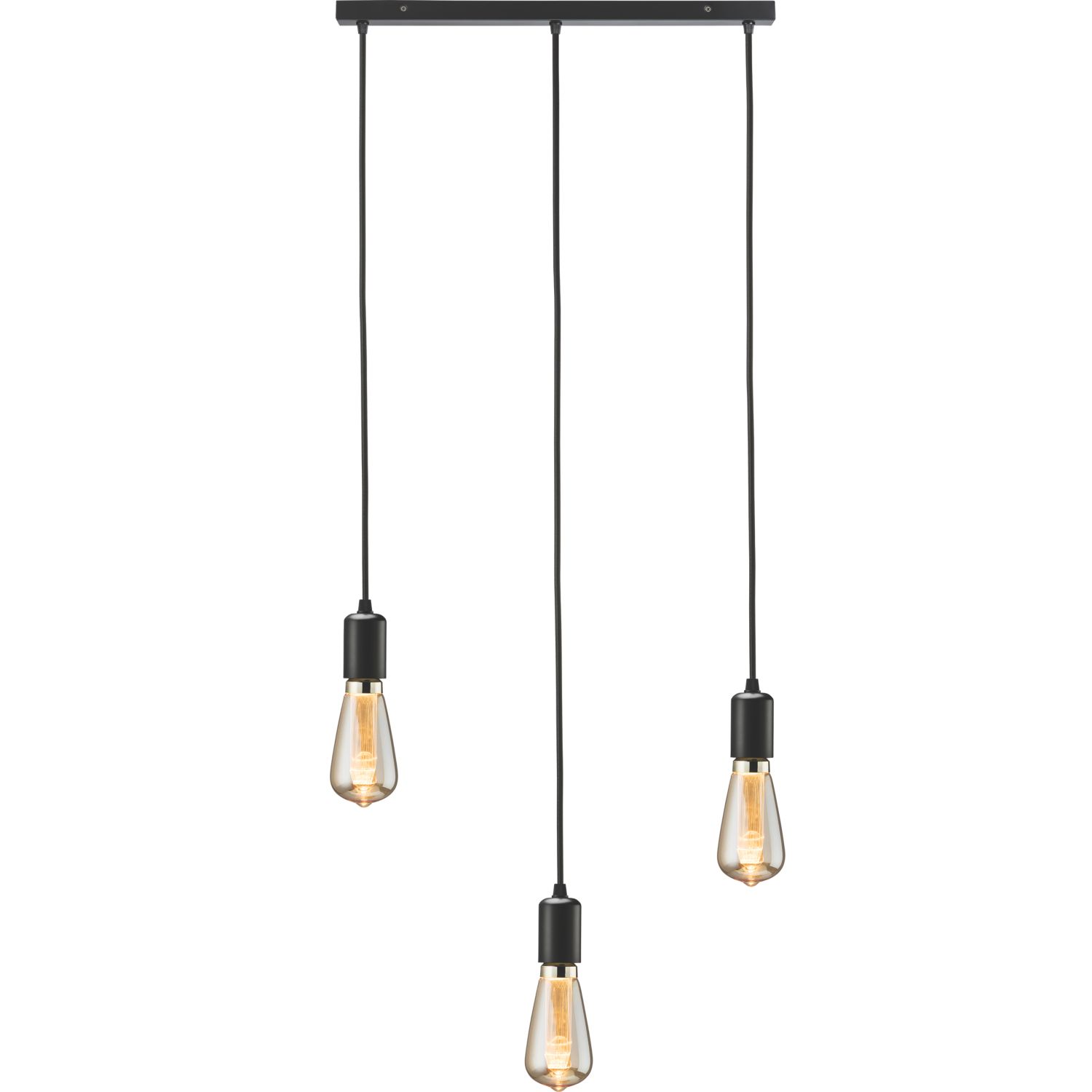 Knightsbridge Contemporary Style 3-Light Bar Pendant Matt Black (715GA)