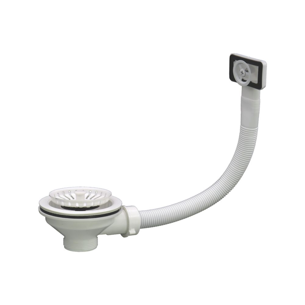 ETAL Sink Strainer Waste with Overflow White 90mm Screwfix