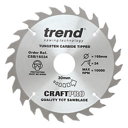 Trend CraftPro Wood/Chipboard/MDF Circular Saw Blade  165mm x 30mm 24T