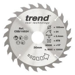 Trend CSB/16524 Wood/Chipboard/MDF Circular Saw Blade 165mm x 30mm 24T