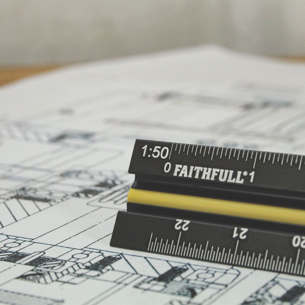 Faithfull Tri-Scale Architect Ruler 11 3/4 (300mm) - Screwfix