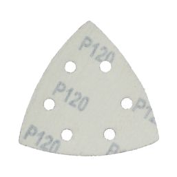 Flexovit Delta A203F 120 Grit 6-Hole Punched Multi-Material Sanding Triangles 95mm x 95mm 6 Pack