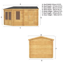 Mercia Corner Lodge Plus 28mm 16' x 9' (Nominal) Pent Timber Log Cabin & Shed