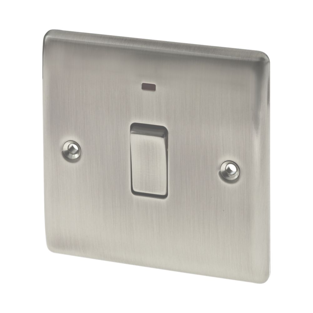 British General Nexus Metal 20A 1-Gang DP Control Switch Brushed Iridium with LED
