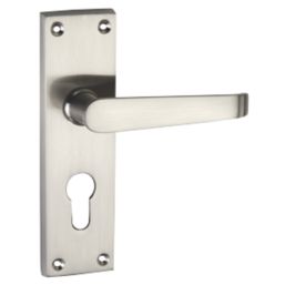 Smith & Locke  Fire Rated Euro Lock Door Handles Pair Satin Chrome