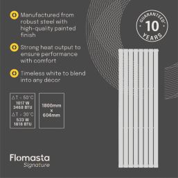 Flomasta  1800mm x 604mm 3468BTU White Vertical Designer Radiator