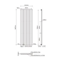 Flomasta  1800mm x 604mm 3468BTU White Vertical Designer Radiator