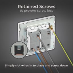 British General Evolve 20A 16AX 2-Gang 2-Way Light Switch  Brushed Steel