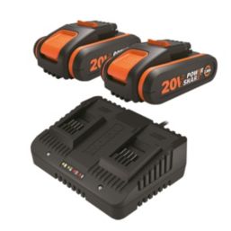 Worx WG927E 20V 2 x 2.0Ah Lithium PowerShare  Cordless 40V Lawn Mower & 20V Grass Trimmer Kit