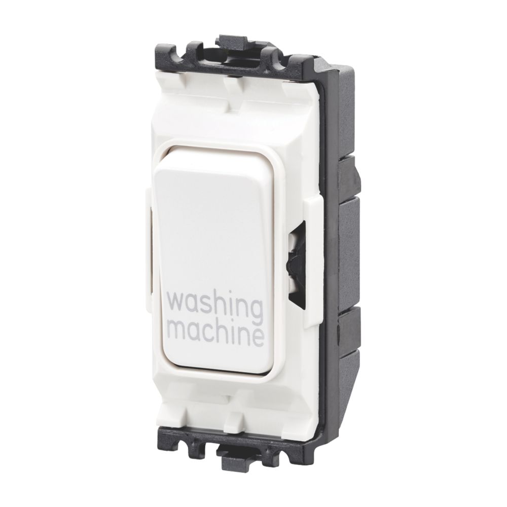 MK Grid Plus 20A Grid DP Washing Machine Switch White  with Colour-Matched Inserts